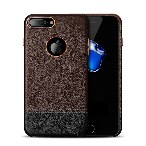 Soft Luxury Leather Snap On Case for Apple iPhone 8 Plus Brown