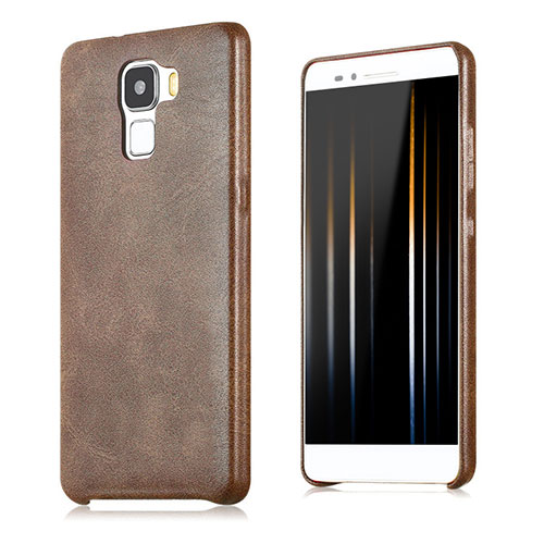 Soft Luxury Leather Snap On Case for Huawei Honor 7 Brown