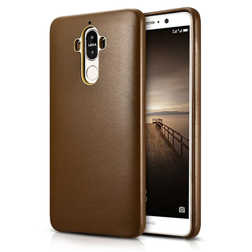 Soft Luxury Leather Snap On Case for Huawei Mate 9 Brown