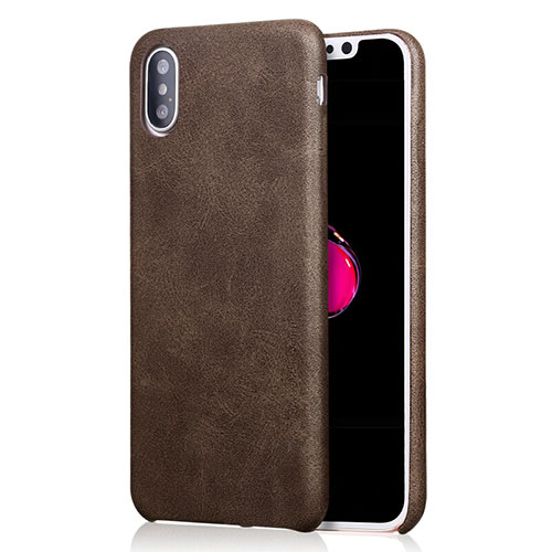 Soft Luxury Leather Snap On Case L01 for Apple iPhone Xs Brown