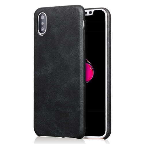 Soft Luxury Leather Snap On Case L01 for Apple iPhone Xs Max Black