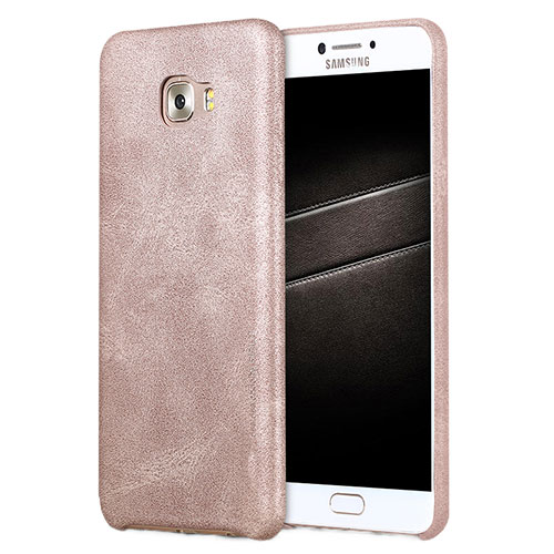 Soft Luxury Leather Snap On Case L01 for Samsung Galaxy C5 Pro C5010 Rose Gold