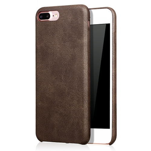 Soft Luxury Leather Snap On Case L02 for Apple iPhone 8 Plus Brown