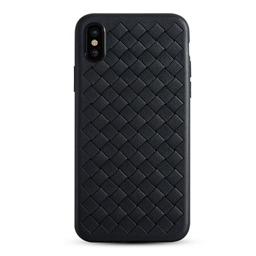 Soft Silicone Gel Leather Snap On Case C01 for Apple iPhone Xs Max Black