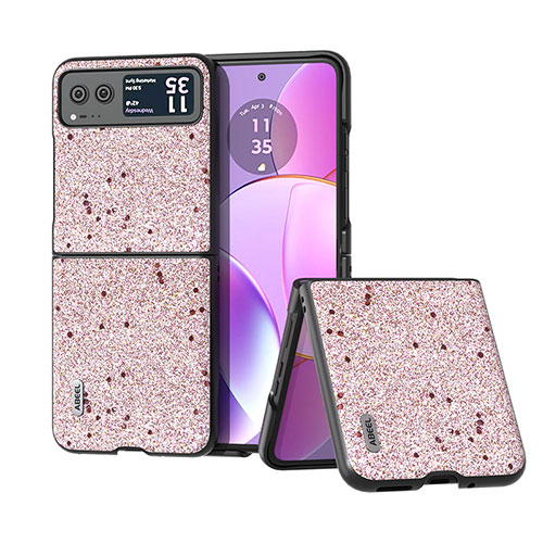 Soft Silicone Gel Leather Snap On Case Cover B03H for Motorola Moto Razr 40 5G Rose Gold