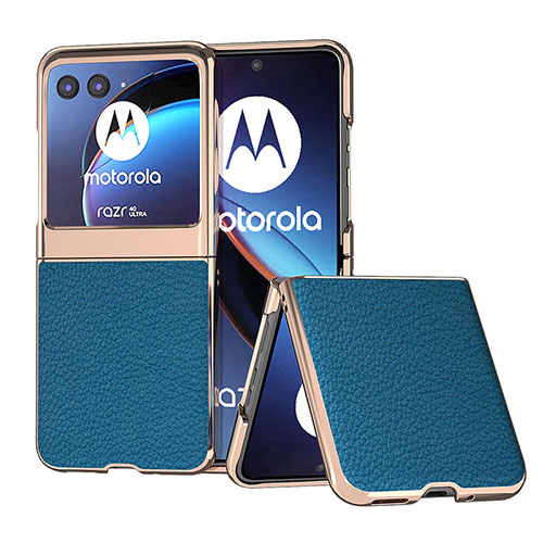 Soft Silicone Gel Leather Snap On Case Cover B06H for Motorola Moto Razr 40 Ultra 5G Blue