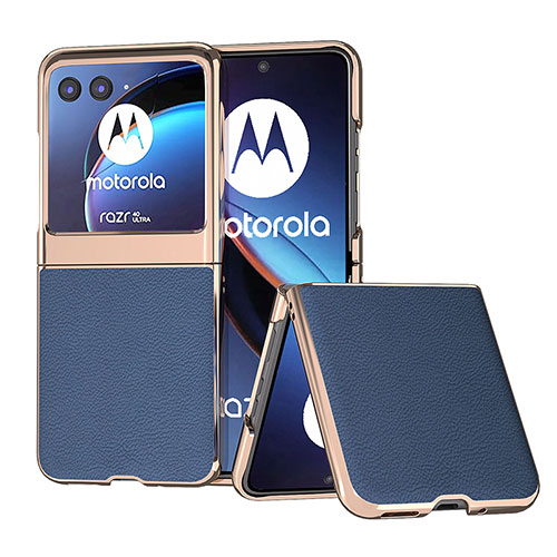 Soft Silicone Gel Leather Snap On Case Cover B07H for Motorola Moto Razr 40 Ultra 5G Blue