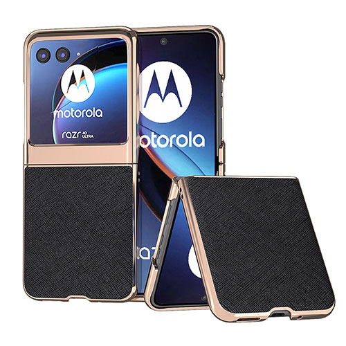 Soft Silicone Gel Leather Snap On Case Cover B09H for Motorola Moto Razr 40 Ultra 5G Black