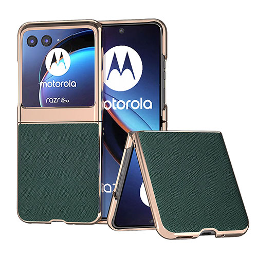 Soft Silicone Gel Leather Snap On Case Cover B09H for Motorola Moto Razr 40 Ultra 5G Green