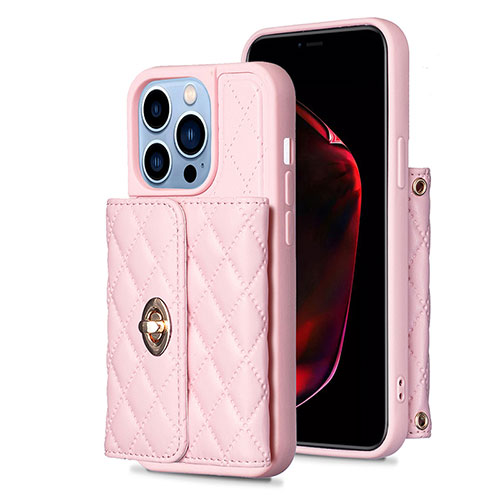 Soft Silicone Gel Leather Snap On Case Cover BF1 for Apple iPhone 14 Pro Max Rose Gold