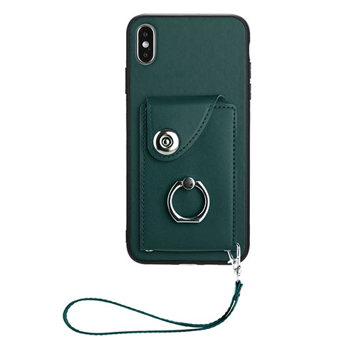 Soft Silicone Gel Leather Snap On Case Cover BF1 for Apple iPhone X Midnight Green