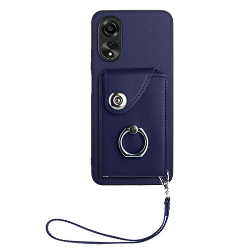 Soft Silicone Gel Leather Snap On Case Cover BF1 for Oppo A17 Blue