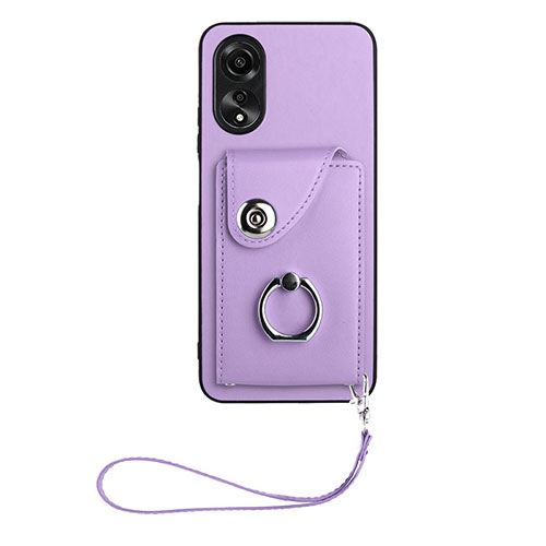 Soft Silicone Gel Leather Snap On Case Cover BF1 for Oppo A38 Purple