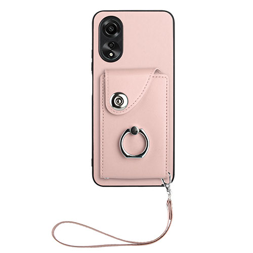 Soft Silicone Gel Leather Snap On Case Cover BF1 for Oppo A38 Rose Gold