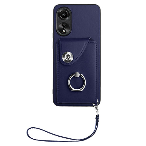 Soft Silicone Gel Leather Snap On Case Cover BF1 for Oppo A78 4G Blue