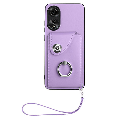 Soft Silicone Gel Leather Snap On Case Cover BF1 for Oppo A78 4G Purple