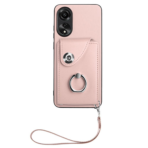 Soft Silicone Gel Leather Snap On Case Cover BF1 for Oppo A78 4G Rose Gold