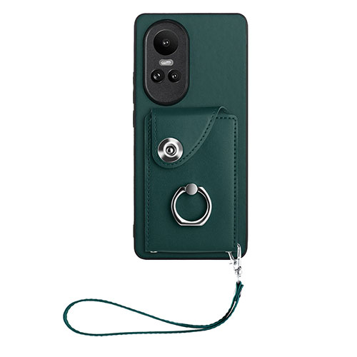 Soft Silicone Gel Leather Snap On Case Cover BF1 for Oppo Reno10 Pro 5G Midnight Green