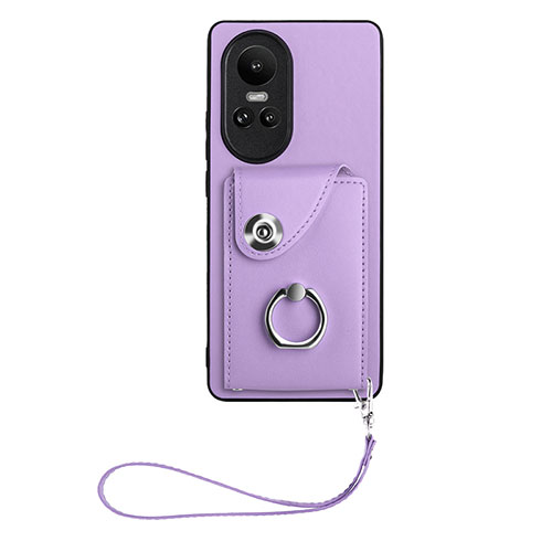 Soft Silicone Gel Leather Snap On Case Cover BF1 for Oppo Reno10 Pro 5G Purple