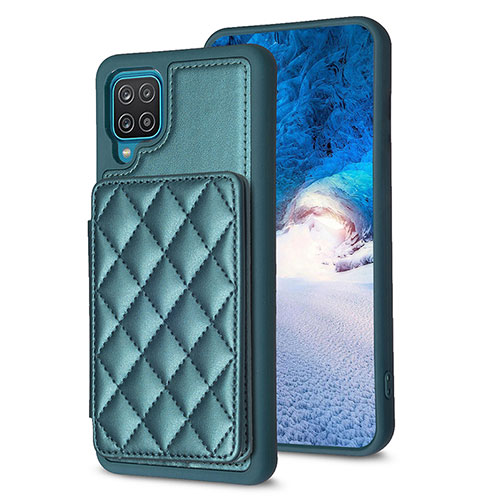 Soft Silicone Gel Leather Snap On Case Cover BF1 for Samsung Galaxy A12 Green