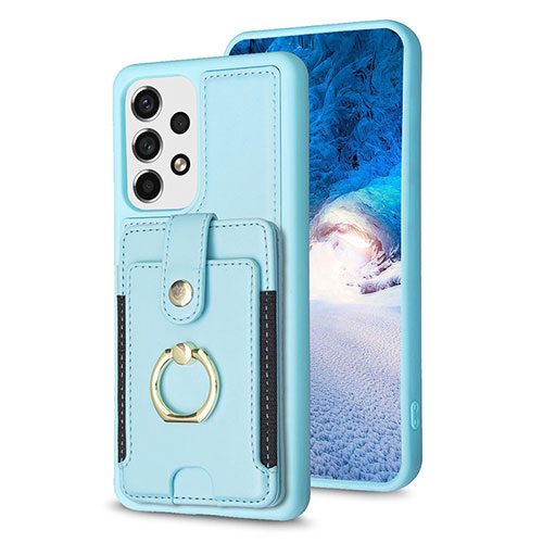 Soft Silicone Gel Leather Snap On Case Cover BF1 for Samsung Galaxy A53 5G Mint Blue