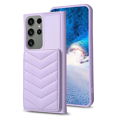 Soft Silicone Gel Leather Snap On Case Cover BF1 for Samsung Galaxy S22 Ultra 5G Clove Purple