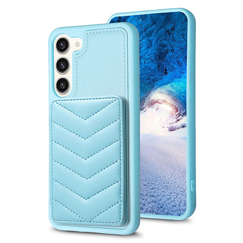 Soft Silicone Gel Leather Snap On Case Cover BF1 for Samsung Galaxy S23 Plus 5G Mint Blue