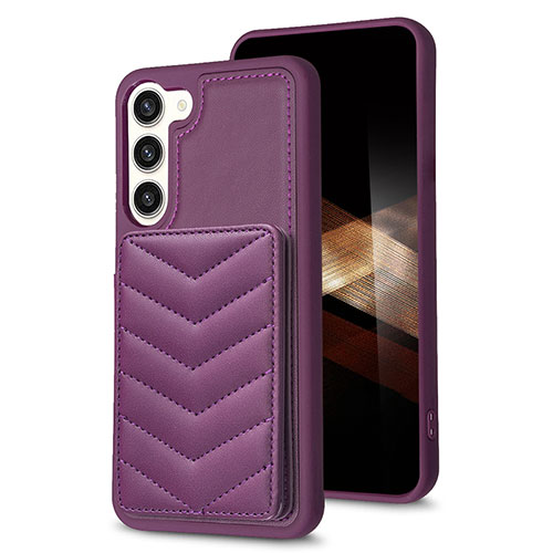 Soft Silicone Gel Leather Snap On Case Cover BF1 for Samsung Galaxy S25 5G Purple