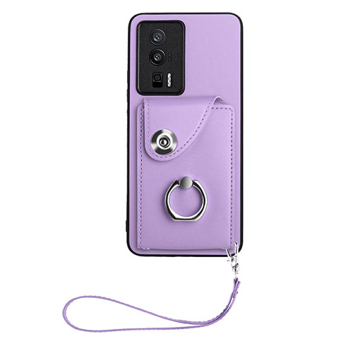 Soft Silicone Gel Leather Snap On Case Cover BF1 for Xiaomi Poco F5 Pro 5G Purple