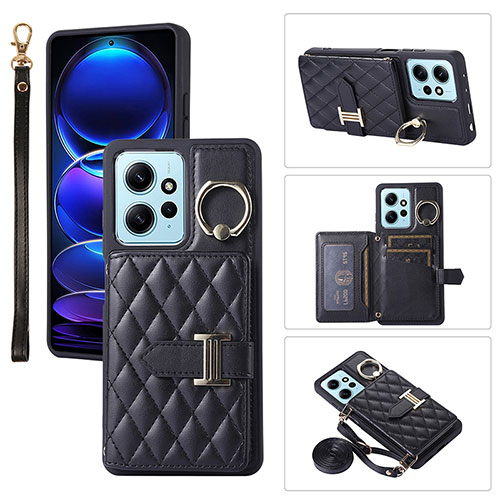 Soft Silicone Gel Leather Snap On Case Cover BF1 for Xiaomi Redmi Note 12 4G Black