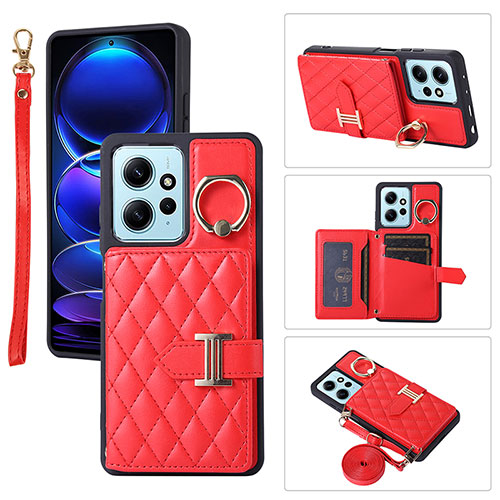 Soft Silicone Gel Leather Snap On Case Cover BF1 for Xiaomi Redmi Note 12 4G Red