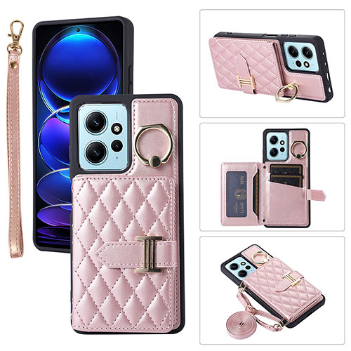 Soft Silicone Gel Leather Snap On Case Cover BF1 for Xiaomi Redmi Note 12 4G Rose Gold