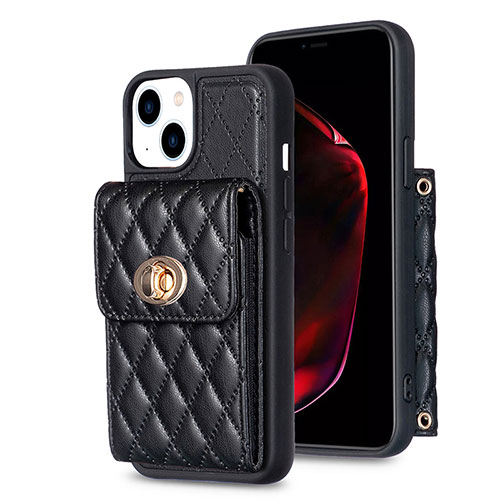 Soft Silicone Gel Leather Snap On Case Cover BF2 for Apple iPhone 15 Plus Black