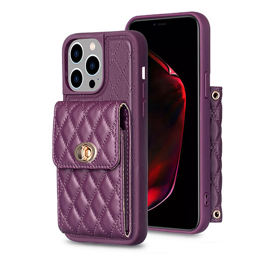 Soft Silicone Gel Leather Snap On Case Cover BF2 for Apple iPhone 16 Pro Max Purple