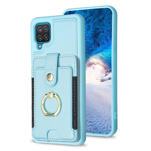 Soft Silicone Gel Leather Snap On Case Cover BF2 for Samsung Galaxy A12 5G Mint Blue