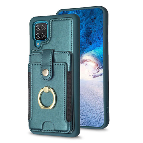 Soft Silicone Gel Leather Snap On Case Cover BF2 for Samsung Galaxy A12 Green