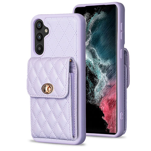 Soft Silicone Gel Leather Snap On Case Cover BF2 for Samsung Galaxy A34 5G Clove Purple