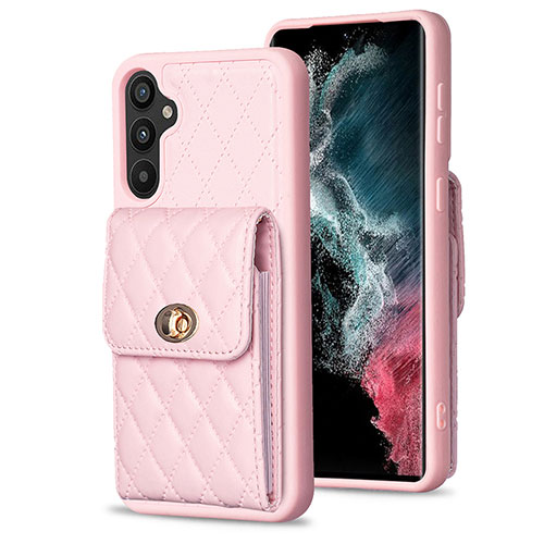 Soft Silicone Gel Leather Snap On Case Cover BF2 for Samsung Galaxy A34 5G Rose Gold