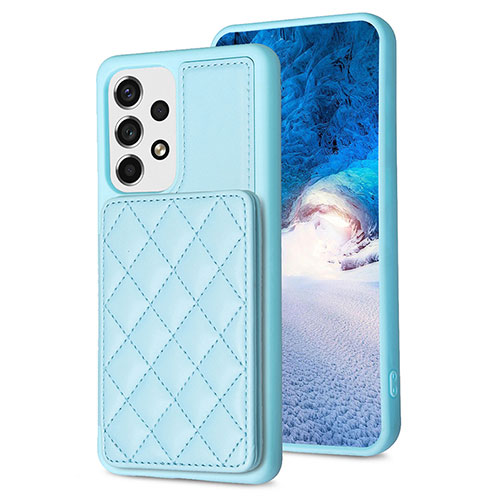 Soft Silicone Gel Leather Snap On Case Cover BF2 for Samsung Galaxy A53 5G Mint Blue