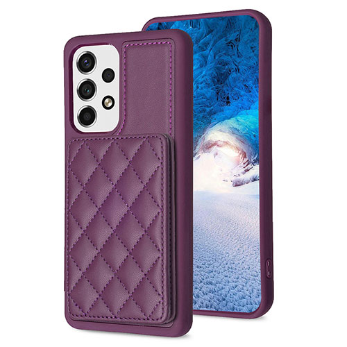 Soft Silicone Gel Leather Snap On Case Cover BF2 for Samsung Galaxy A53 5G Purple
