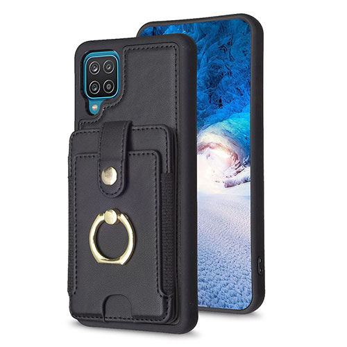 Soft Silicone Gel Leather Snap On Case Cover BF2 for Samsung Galaxy F12 Black