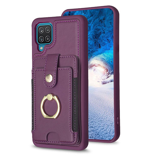 Soft Silicone Gel Leather Snap On Case Cover BF2 for Samsung Galaxy F12 Purple