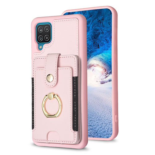 Soft Silicone Gel Leather Snap On Case Cover BF2 for Samsung Galaxy F12 Rose Gold