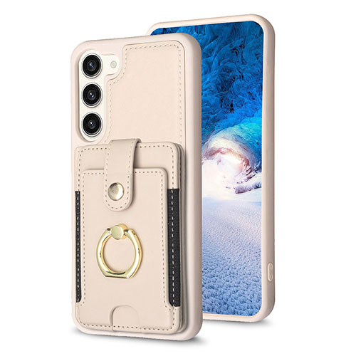 Soft Silicone Gel Leather Snap On Case Cover BF2 for Samsung Galaxy S23 Plus 5G Khaki