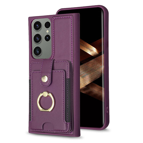 Soft Silicone Gel Leather Snap On Case Cover BF2 for Samsung Galaxy S25 Ultra 5G Purple