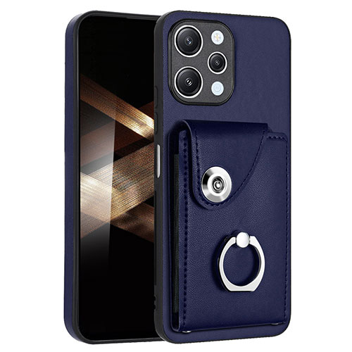 Soft Silicone Gel Leather Snap On Case Cover BF2 for Xiaomi Poco M6 Pro 5G Blue