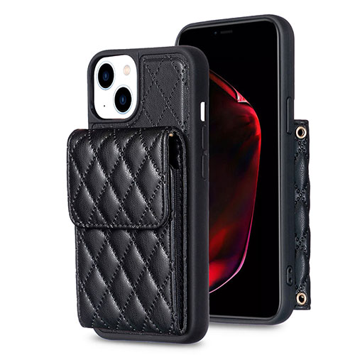 Soft Silicone Gel Leather Snap On Case Cover BF3 for Apple iPhone 13 Black