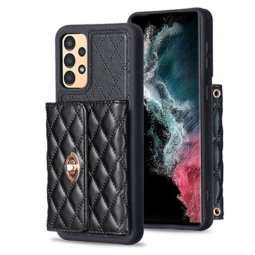 Soft Silicone Gel Leather Snap On Case Cover BF3 for Samsung Galaxy A13 4G Black