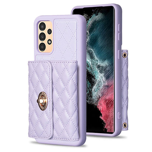 Soft Silicone Gel Leather Snap On Case Cover BF3 for Samsung Galaxy A13 4G Clove Purple