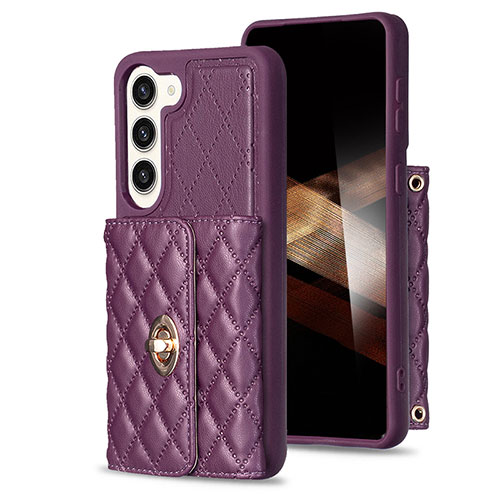 Soft Silicone Gel Leather Snap On Case Cover BF3 for Samsung Galaxy S24 Plus 5G Purple